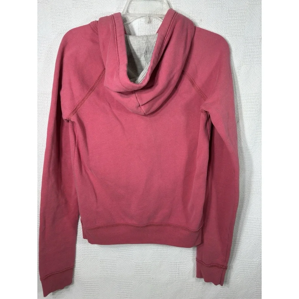 Abercrombie & Fitch Y2K Hoodie Women‎ Pink Embroidered Sweatshirt Fleece Size XL